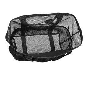 Sac fourre-tout en maille unisexe portable pour l'été, grande capacité, pour la plage, les voyages en famille, réutilisable, en polyester blanc, idéal pour le shopping - Product Image 3