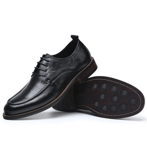 Chaussures Derby plates en cuir véritable pour hommes, faites à la main, à lacets, décontractées, habillées, pour mariage, bout carré, légères, pour le marié - Product Image 2