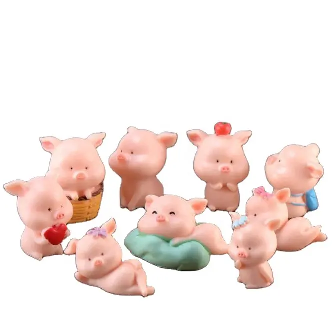 Pig Family Miniatures Fairy Garden Decoration Resin Craft Figure
