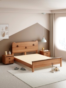 Lit mural en bois massif de haute qualité en forme d'ours, lit plateforme moderne et minimaliste pour chambre à coucher - Product Image 2