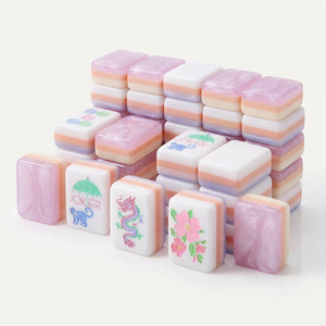 Offre Spéciale Jeu de 160 tuiles de mahjong américaines rouges gravées, en acrylique, à 4 couches, pliable et automatique; cadeau de soirée jeux en famille ou de vacances - Product Image 1