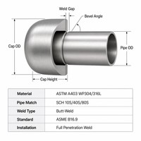 Tapa de Tubería de Acero Aleado ASTM A234 WP22 para Soldadura a Tope, SCH80, Alta Temperatura, para Cierre de Extremos de Tuberías de Calderas de Plantas de Energía, Directo de Fábrica, ASME B16.9