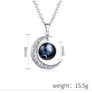 Collares de Plata con Colgante de Luna y Cristal Luminoso para Niñas, Colgante del Horóscopo de los 12 Signos del Zodíaco - Product Image 3