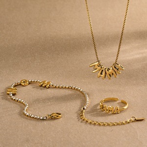Collier en acier inoxydable plaqué or 18 carats avec CZ, style <span class=keywords><strong>chic</strong></span> français, pour la fête des mères, <span class=keywords><strong>MAMA</strong></span>, bijoux féminins légers et luxueux - Product Image 5