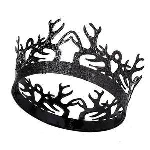 Commercio all'ingrosso Full round King Queen Crown Retro Black Crown Performance puntelli Beauty Queen Birthday Crown - Product Image 4
