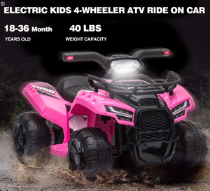 Quad électrique pour enfants, batterie 6V, phares, MP3, USB, contrôle du volume, meilleurs cadeaux pour filles, rose - Product Image 1