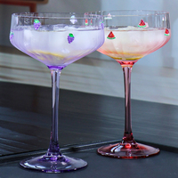 Verre à cocktail coloré sur pied, élégant pour les fêtes, gobelet à fruits, verre à boisson glacée, cadeau, verre à boire