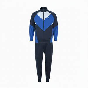 Chándal personalizable de alta calidad de 2 piezas con cremallera para correr para hombres Sudadera con capucha y sudadera de entrenamiento de gimnasio con patrón de invierno impreso - Product Image 1