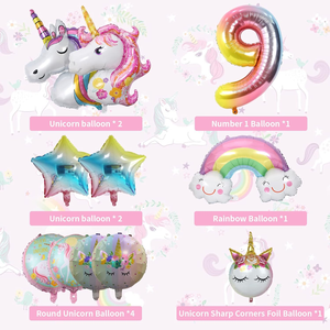 11 pièces ensemble de ballons licorne ronds en feuille avec étoile arc-en-ciel et ballon en aluminium dégradé arc-en-ciel de 40 pouces pour fille licorne - Product Image 6