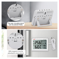 Thermomètre et hygromètre numérique LCD pour intérieur, thermomètre extérieur, thermo-hygromètre avec alarmes de température élevée et basse