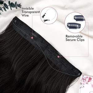 FUJIA Extensions de cheveux en fil invisible avec bandeau transparent Taille réglable Clips sécurisés amovibles dans les cheveux secrets ondulés bouclés - Product Image 4