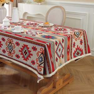 Geometric Pattern Bohemian Style Fabric <b>Table</b> Cloth Custom Rectangular Pomi Style <b>Table</b> <b>Cover</b> for Hotels and <b>Parties</b> in Stock - Product Image 3