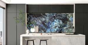 Maßgefertigte Naturstein-Platten Blauer Jadeit-Marmor für Kücheninsel, Tisch und Waschtischplatte - Product Image 5