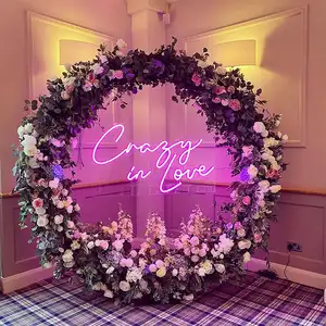 مخصص الزفاف خلفية جدار حديقة ديكو الخطوبة حزب الحدث الديكور مجنون في الحب هدايا الزفاف النيون لافتة بإضاءة ليد