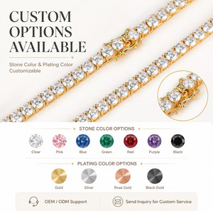 Chaîne Tennis Classique de Luxe en Laiton Pavé de Zircons AAAAA CZ de 3mm-5mm de Haute Qualité pour Hommes et Femmes - Product Image 2