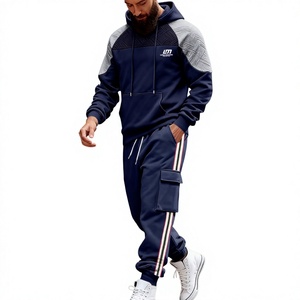 Conjunto Deportivo con Capucha para Hombre LM, 100% Algodón, Color Sólido, Bloques de Color, Manga Larga, Sudadera Informal con Pantalones y Bolsillos Laterales, Ropa de Invierno - Product Image 2