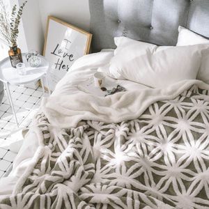 Chất Lượng Cao Mùa Đông Jacquard Dày Hai Lớp Flannel Chăn Chăn Bắc Âu Dệt Kim Lông Cừu Văn Phòng Nap Khăn Chăn - Product Image 4