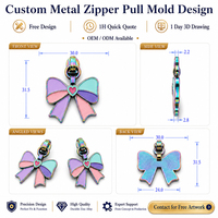 Penarik Resleting Logam 3D Embossed Buatan Tangan Bentuk Hati Kecil untuk Tas Wanita Dompet Tahan Lama Ramah Lingkungan Ukiran Laser Kepala Resleting