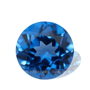热卖圆形明亮式切割天蓝色托帕石-宽松天蓝色托帕石宝石