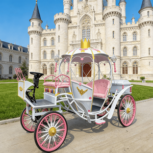 Carrosse de mariage de luxe Princesse Rose avec chevaux blancs royaux - Product Image 4