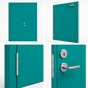 Stile di Design industriale <span class=keywords><strong>porta</strong></span> tagliafuoco in acciaio zincato blu con garanzia di 5 anni per il centro commerciale appartamento ospedale e Hotel antincendio - Product Image 4