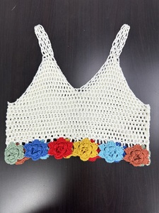 Top de ganchillo personalizado, estilo informal, decoración de flores en 3D, chaleco tejido a mano, patrón estereoscópico, cárdigan de <span class=keywords><strong>mujer</strong></span>, Chaleco de punto con cuello en V - Product Image 4