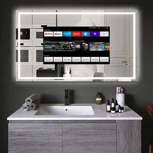 Werksdirekt 75 Zoll Touchscreen interaktiver Rechteckiger Wandspiegel Fernseher Led-Licht wasserdichter intelligenter Magischer Spiegeltv