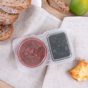 Disposable One-Time 2 Compartments Divides Food Grade Pp Dressing Box <strong>Dipping</strong> Container Mini Sauce <strong>Pots</strong> with Lid Hinged Lid - Product Image 5