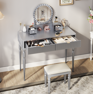 Modern Wooden Dresser with Mirror Factory Wholesale for Bedroom or Living Room for Hotel Use Feature Storage <b>Vanity</b> <b>Table</b> - Product Image 4