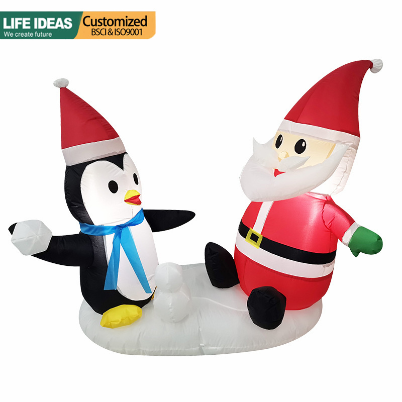 Pingouin gonflable de 4FT et père Noël
