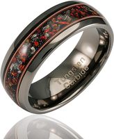 Bagues de fiançailles classiques en feuilles d'or Cheng Jewelers, 8 mm, en carbure de tungstène plaqué noir, serties de griffes, opale verte écrasée pour hommes