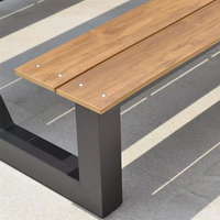 Table et chaises en plastique imitation bois pour terrasse extérieure, hôtel, restaurant, table de pique-nique moderne en bois avec banc pour parc