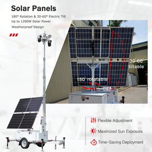 Tour de surveillance mobile de remorque <span class=keywords><strong>solaire</strong></span> Cctv 4G WIFI caméras 4g carte Sim 360 degrés pour la surveillance de ranch de ferme de sécurité hors réseau - Product Image 2