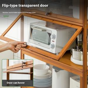 厨房推车芒果木可调节现代储物柜立方体烘焙架橱柜门地下室储物架餐边柜2 - Product Image 3