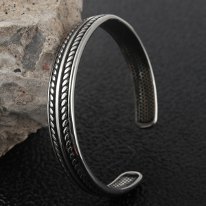 Titanium Steel Open Bracelet <b>28mm</b> Retro Wheat Ear Twist Design Unisex Jewelry - Product Image 2