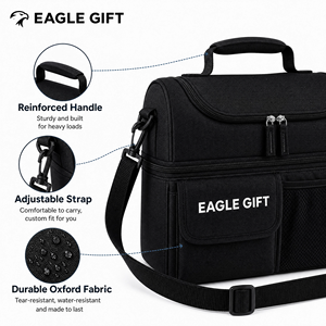 Custom Logo Insulated Polyester Cooler Lunch Bag with Double Chamber 20L Capacity Waterproof Zipper Closure for Food Storage - Product Image 4