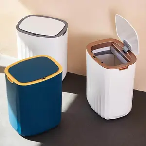 Cubo de basura eléctrico ovalado inteligente de plástico, cubo de basura automático de 10L, cubo de basura inteligente para cocina y baño