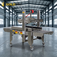 Machine d'emballage de cartons semi-automatique réglable en acier inoxydable Goldtec GTF-5050G avec entraînement latéral