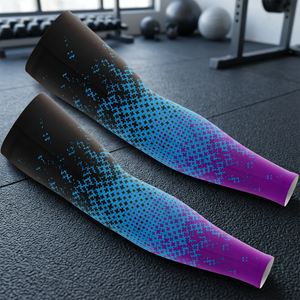 Manchons de cyclisme respirants à imprimé dégradé bleu, violet, noir, protection anti-UV, unisexe adulte, en Spandex et Polyester - Product Image 4