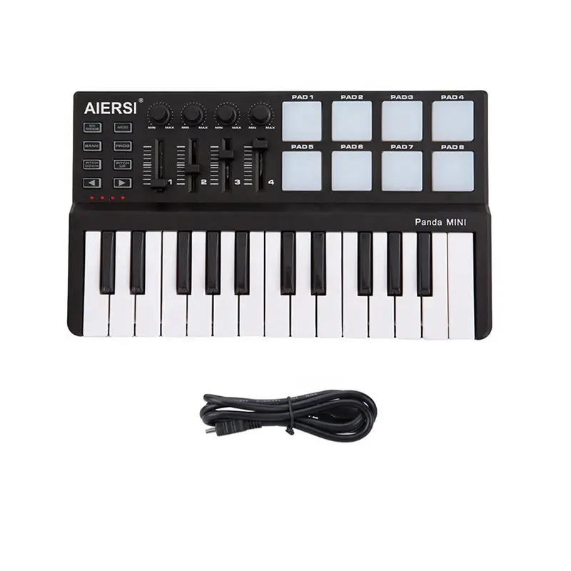 MIDI 키보드 컨트롤러 피아노 미니 디지털 25 키 USB 키보드 및 드럼 패드 미디 신디사이저 기타 음악 악기