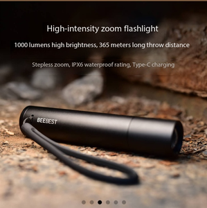 Linterna <span class=keywords><strong>con</strong></span> Zoom Ultrabrillante de 1000 Lúmenes y Alcance de 365 Metros, Portátil, Negra - Product Image 1