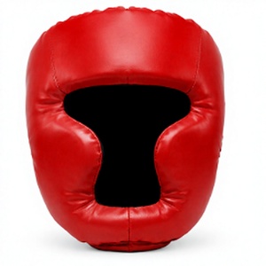 HAWK SPORTS INDUSTRIES Protector de Cabeza de Boxeo Rojo de PU, Máscara Protectora Facial para Sparring, MMA, Muay Thai, Taekwondo, Unisex, Juvenil, Principiantes - Product Image 1