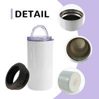 Lot de 25 supports à canettes vierges pour sublimation, blancs, 4-en-1, 16 oz, avec deux couvercles interchangeables, pour fêtes, entrepôt USA