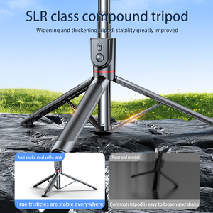 Uzaktan kumanda ile taşınabilir teleskopik ABS ve paslanmaz çelik Selfie sopa katlanabilir telefon standı & Tripod işık özelliği - Product Image 4