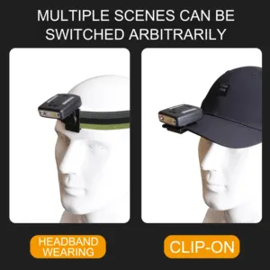 Hat Caps Shoulder Tab Adjustable Clip Light Outdoor Warning Light Motion Sensor Head Torch LED Rechargeable Headlamp