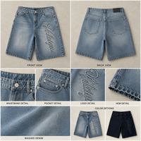 Jorts Cargo de Mezclilla con Tachuelas y Bordados, 200 Pares, Diseño Exclusivo, Personalizables, para Hombre, Corte Holgado y Largo