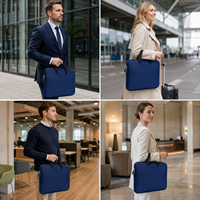 Sac à bandoulière pour ordinateur portable en néoprène bleu marine personnalisé, pratique, durable, résistant aux chocs, imperméable, pour le travail, les affaires, unisexe