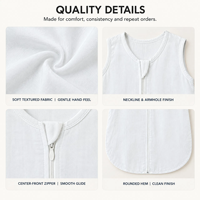 Gigoteuse sans manches en bambou de haute qualité pour bébé, avec fermeture éclair bidirectionnelle, couverture d'emmaillotage matelassée premium, sac de couchage pour nouveau-né