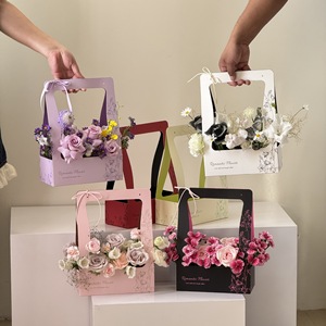 Sac à main en <span class=keywords><strong>plastique</strong></span> pour Noël/Saint-Valentin/Thanksgiving Day Panier en <span class=keywords><strong>papier</strong></span> de fleurs fraîches de poche étanche Panier de rangement transfrontalier - Product Image 3