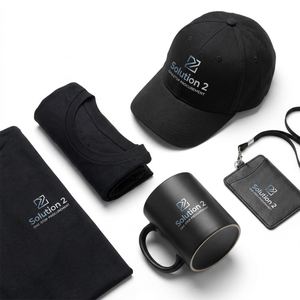 Set de Regalo Promocional Empresarial de Lujo, Colección Premium Negra para Branding Corporativo, Incluye Camiseta, Gorra, Taza y Placa de Identificación Laboral - Product Image 1